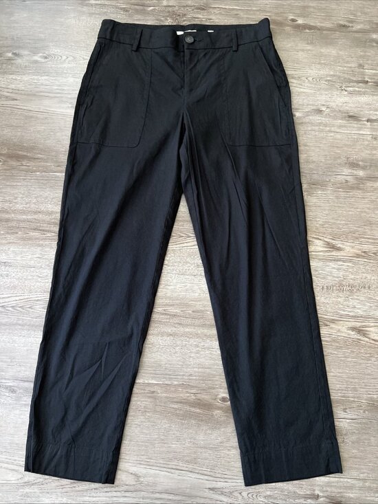 Vince Linen Blend Utility Pant Womens 8 Black High Waist Ankle Length - Picture 2 of 16